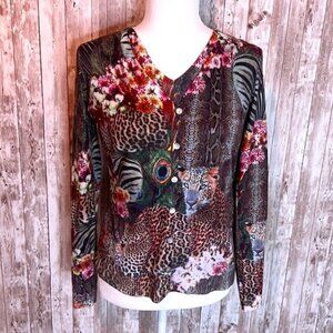 Metric Animal Print Cardigan and Matching Tank Set size Small
